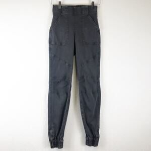 Spanx Stretch Twill Cargo Jogger Pull-On Pants Faded Washed Black Cropped XS